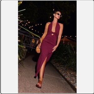 Free People Nya Maxi Dress in Wild Garnet